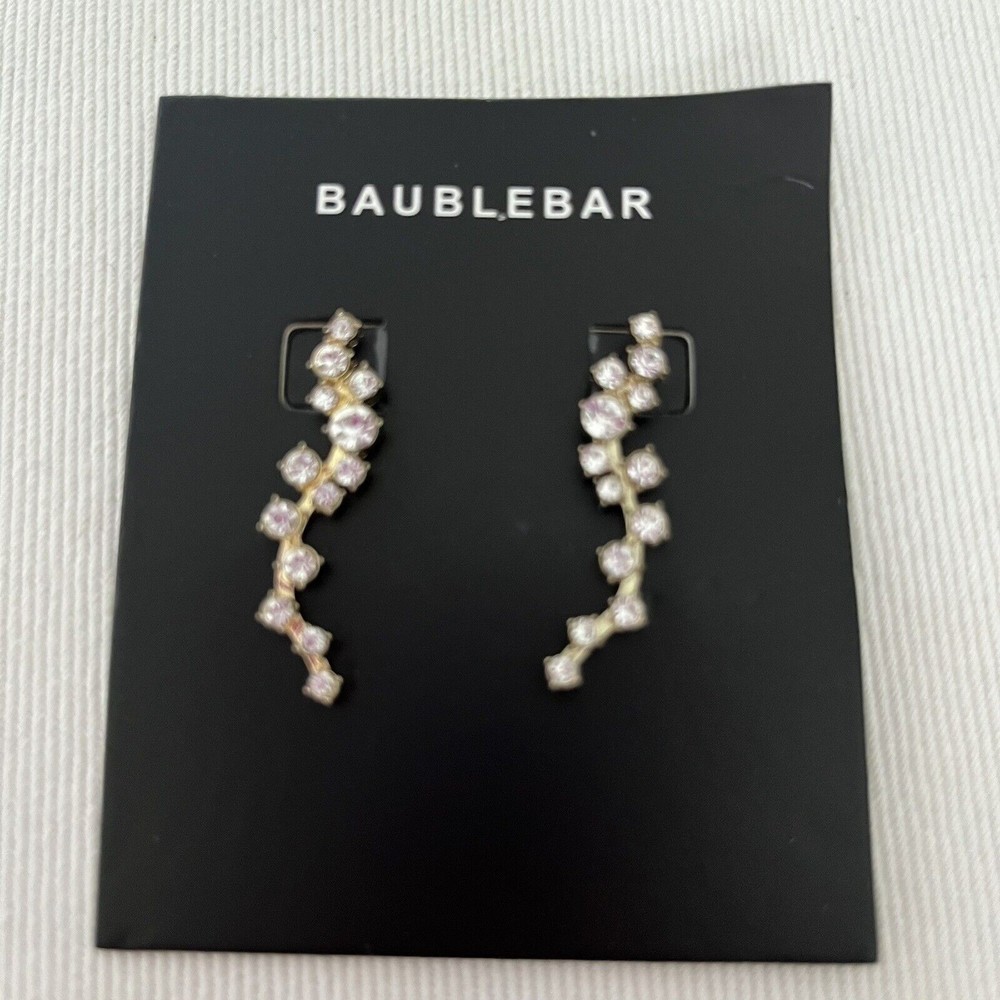 BaubleBar Gold Tone & Rhinestone Farah Ear Crawlers Earrings Fab Fit Fun